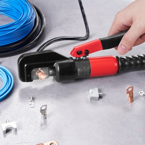 VEVOR Hydraulische Crimpzange Kabelschuhzange 4-70 mm², Aluminium / Kupfer-Anschluss Crimpzange zum Kabelcrimpe, 9 Formen Presszange Manuelle Hydraulikzange Quetschzange Kabelschuhe Zange