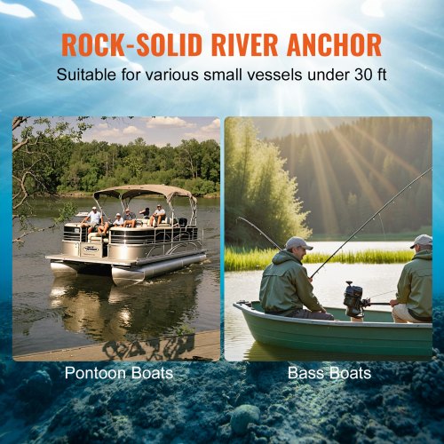 VEVOR Flussanker Bootsanker aus Gusseisen mit Schwarzer Vinylbeschichtung 13,6 kg, Pilzanker in Marinequalität für Boote bis zu 9,14 m, Beeindruckende Haltekraft in Flüssen und Seen mit Schlammboden