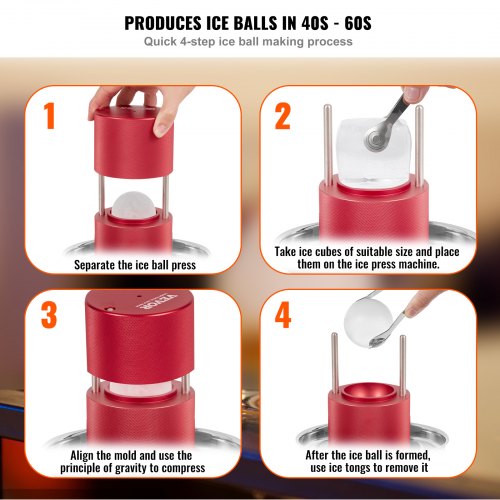 VEVOR Eiswürfelbereiter Eiswürfelformen Satz 60 mm, Eiswürfelform Eiskugelform mit Eiszange &amp; Tropfschale, Alu Rote Strapazierfähige Eiswürfelformen Eiswürfelbehälter Whisky Americano, Saft &amp; Milch
