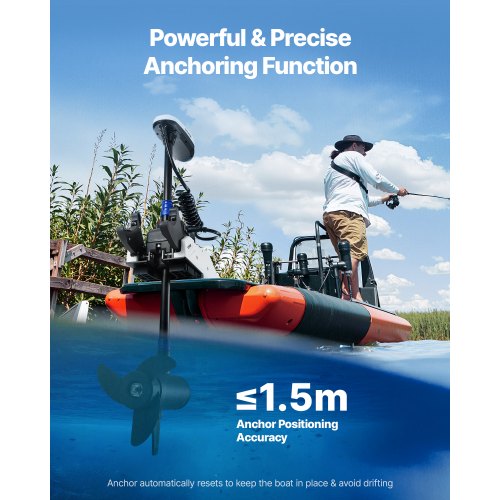 VEVOR Elektro Außenborder 25kg 12V Schub Trolling Bootsmotor 915mm Schaft