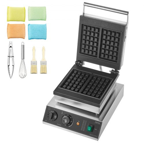 VEVOR Kommerziellen Waffeleisen Rechteck Waffel Bäcker Maschine 2kW 2 Waffeln