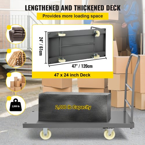 VEVOR Plattformwagen 907 kg Tragkraft Transportwagen, 125 mm Rollendurchmesser Lagerwagen, Ladefläche 1200 x 610 mm Lastenwagen Klappbar, Paketwagen mit Antirutschbeschichtung, Transportkarre Metall