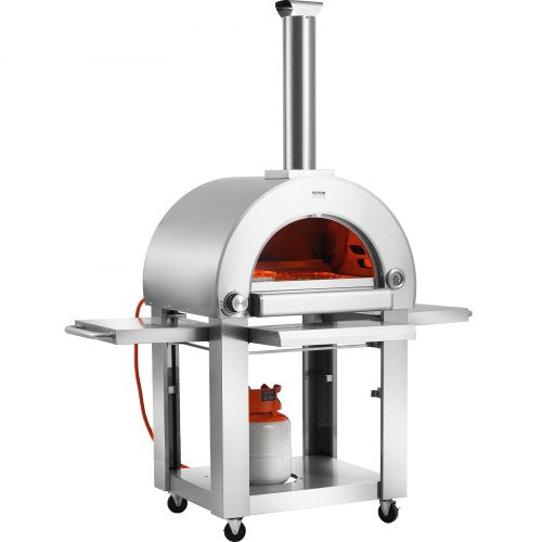 VEVOR 22" Outdoor-Pizzaofen, tragbarer Pellet-/Gasofen mit Rollen für Camping