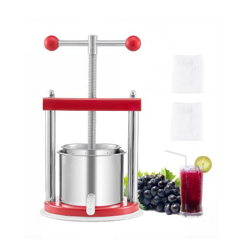 VEVOR Obstweinpresse Manuelle Presse Weinherstellung 1,65L Edelstahl Obstmühle