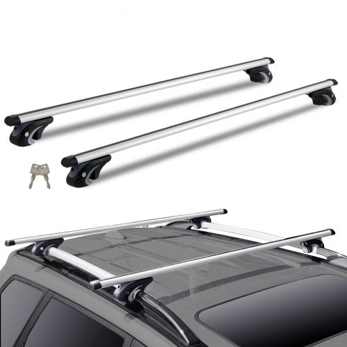VEVOR Dachträger Universal Dachgepäckträger Auto Alu Querträger 90 kg Tragkraft, für erhöhte Seitenschiene mit Lücke, passend Innenabstand des Dachbalkens 19-113cm, Rohrdurchmesser 28-68 mm