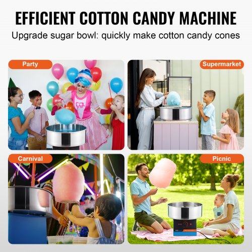 VEVOR Elektrische Zuckerwattemaschine, 1000 W Zuckerwattegeräte, Kommerzielle Zuckerwattemaschine mit Edelstahlschüssel &amp; Zuckerlöffel, Perfekt für Kindergeburtstage zu Hause, Familienfeiern (Blau)