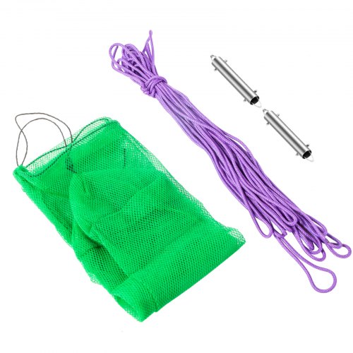 VEVOR Rasenrechen 365x60x15 cm, Rasenharke Alu-Stange PVC-Kopf mit Klingen aus rostfreiem Stahl, Rasenwalze mit 15 m Seil &amp; Netz, Rasenroller zum Entfernen von Unkraut Algen &amp; anderen Wasserpflanzen