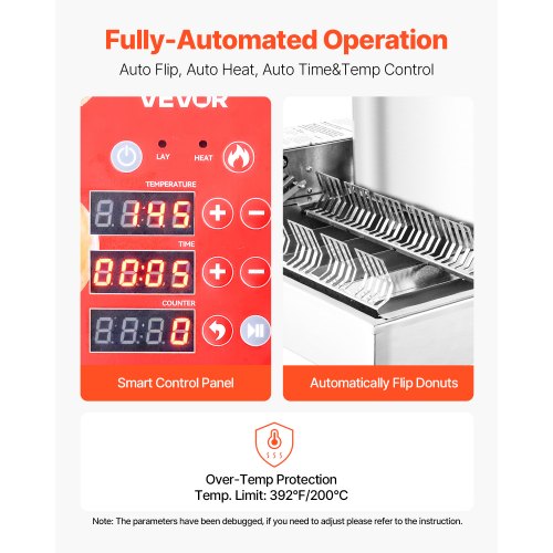 VEVOR Kommerzielle Automatische Donut Maschine Maker 6 Reihen 360 Stk./h