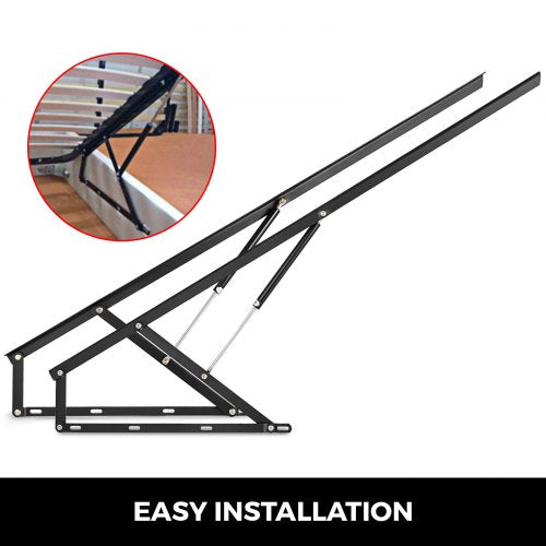 VEVOR Bett Lift Springaufbeschlag Bett 152 cm Lang, Bettbeschlag aus Stahl, Schwarz Hydraulische Bett Lift up Scharnier 60 kg Ladekapazität für Schlafsofas oder Betten mit einer Größe von 1,5 x 2 m