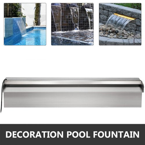 VEVOR Schwalldusche Pool Wasserfall Poolfontäne Led 17,7 x 4,5 x 3,1 Poolbrunnen 1,3 Wasserfontäne 0,87 Dekoration Gartenteich