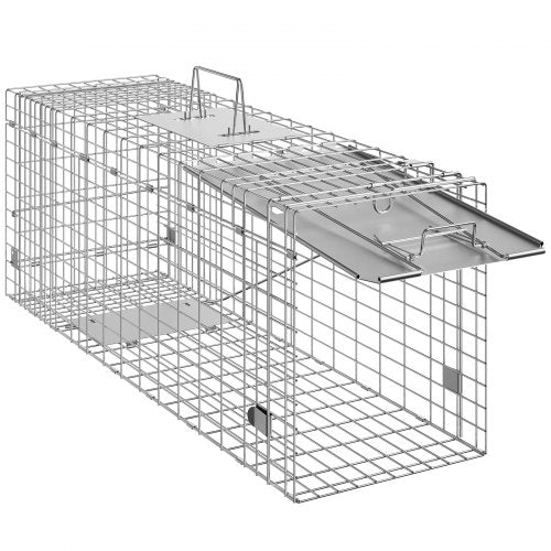 VEVOR Waschbärfalle Katzenfalle Marderfalle Wetterfeste robuste Lebendfalle Falle 2 Eingänge Tierfalle 785×254×305mm Lebend Kaninchenfalle Katzenfalle Drahtfalle für Marder Katze Waschbär