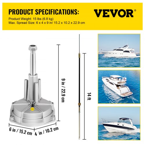 Außenbordbootlenkung mit 14'-Lenkkabel Marine-Lenksystem 3/4'' Welle