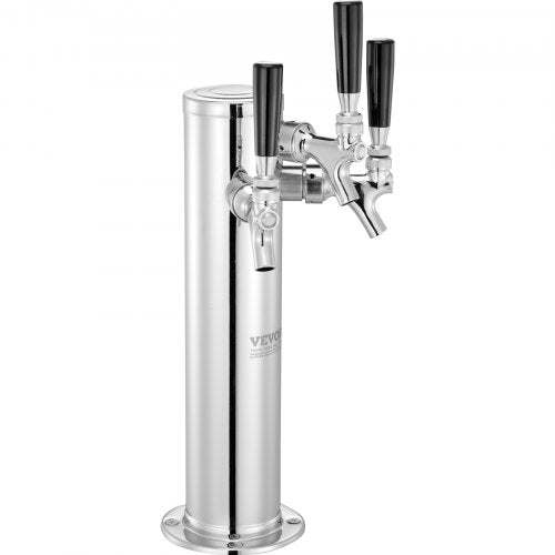 VEVOR Bierzapfturm mit 3 Zapfhähnen, Bierfassturm aus Edelstahl, Kegerator-Turm-Kit mit Vormontierten Schläuchen &amp; selbstschließenden Zapfhähnen für Partys, Bars, Pubs und Restaurants