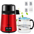 VEVOR Wasser Destillierer 1L / H Haushalt Rotes Wasserdestilliergerät Destilliertes Wasser herstellen 750 W, Doppelter Bildschirm Edelstahl Distilleranlage mit Glaskanne Reinwasser destilieren