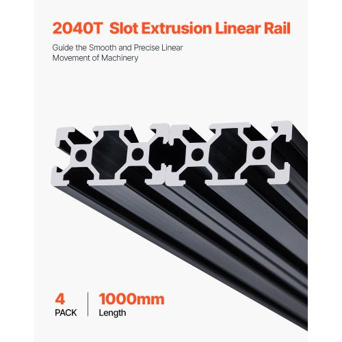 VEVOR 4er Set Aluprofil 1000mm Nutenprofil 2040 Aluminium Linear Schiene