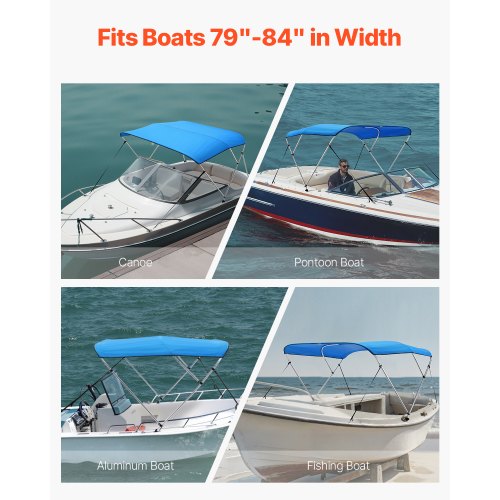 VEVOR Bimini Top Bootsverdeck Bootdach Sonnenverdeck Blau 3 Bögen 201-213cm