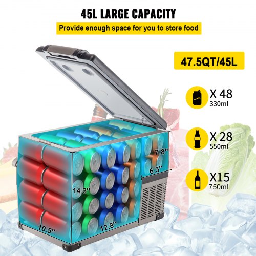 VEVOR Auto Kühlschrank 45L Kompressorkühlbox für Boot Lkw Auto usw Mini Kühlschrank 60W