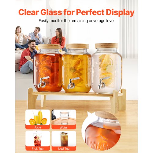 VEVOR Getränkespender 3x3,8L Saftspender mit Zapfhahn für Partys Bars Glas