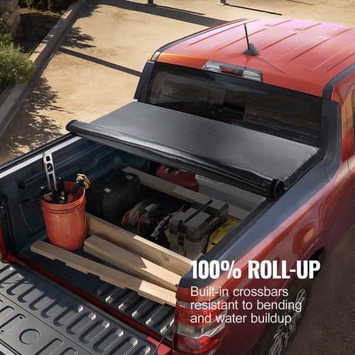 VEVOR Ladeflächenabdeckung, aufrollbare Ladeflächenabdeckung, kompatibel mit 2019-2024 Chevy Silverado GMC Sierra 1500 (nicht passend für 19-24 Classic) Ladefläche, für 17,7 x 16,2 m große Ladefläche