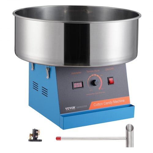 VEVOR Elektrische Zuckerwattemaschine, 1000 W Zuckerwattegeräte, Kommerzielle Zuckerwattemaschine mit Edelstahlschüssel &amp; Zuckerlöffel, Perfekt für Kindergeburtstage zu Hause, Familienfeiern (Blau)