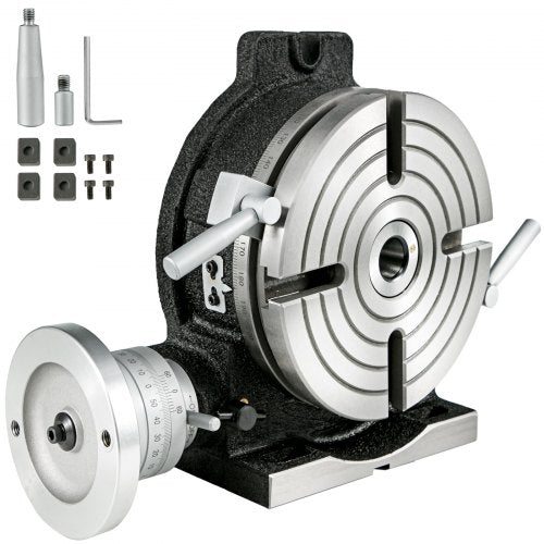 VEVOR Teilapparat Rundtisch 200mm Rundteiltisch Horizontal-Vertikal Teilkopf Teilapparat schwenkbar zum Fräsen und Bohren