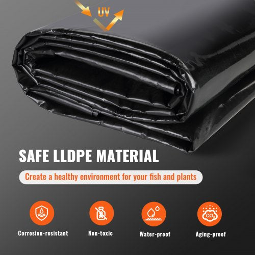 VEVOR Teichfolie 3 x 3,9 m Schwimmteichfolie 0,5 mm Fischteichfolie LLDPE Gartenpoolmembran Dichtungsfolie Gartenteich Folie Geeignet für Fischteiche Wasserfälle künstliche Seen Aquakulturfarmen