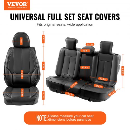 VEVOR-Sitzbezüge, universelle Autositzbezüge, Vorder- und Rücksitz, 13-teiliger Kunstleder-Sitzbezug, vollständig geschlossenes Design, abnehmbare Kopfstütze &amp; Airbag-kompatibel, Autos, SUVs