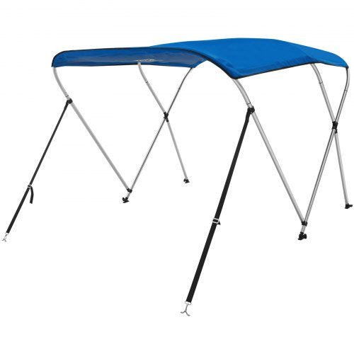 VEVOR 3-Bogen-Bimini-Top-Bootsabdeckung, 1550-1670 mm Einbaubreite 900D-Polyester-Überdachung mit Aluminiumlegierungsrahmen, Wasserdicht  &amp; Sonnenschutz, inkl. Aufbewahrungsbox, 2 Stützstangen Blau