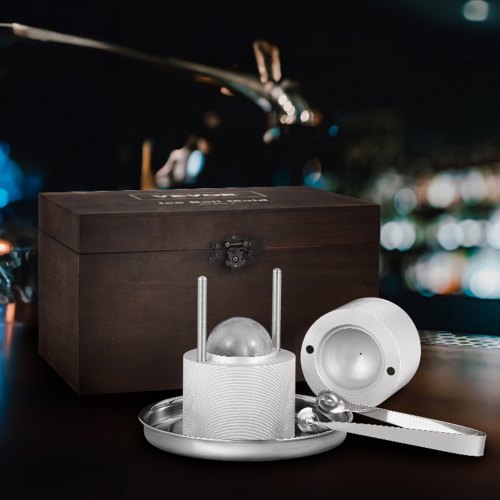 VEVOR Eiswürfelbereiter Eiswürfelformen Satz 60 mm, Eiswürfelform Eiskugelform mit Tropfschale &amp; Eiszange &amp; Glas, Strapazierfähige Eiswürfelformen Eiswürfelbehälter Silber Whisky, Americano