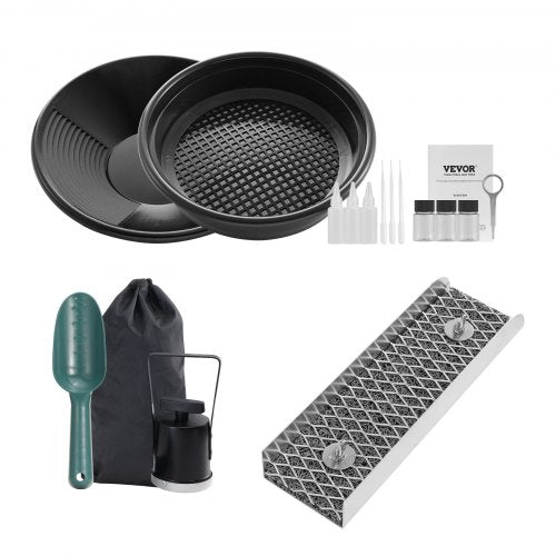 VEVOR Goldwaschpfanne Goldwannenbecken Set 8,9 x 30,48 cm Aluminium Goldpfanne für Goldwaschen Goldwannenbecken für Nugget Bergbau Wanne Gold Pan Sand Gold Bergbau Manuelle Goldwaschanlage Ausgräbt