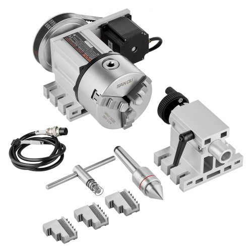VEVOR Drehbankfutter K11–100mm Spannfutter Dreibackenfutter 4. Achse der CNC-Rotationsachse, ein Untersetzungsverhältnis von 6:1 und einen Nema23-Zweiphasen-Schrittmotor 3 Backenfutter für CNC-Fräsen