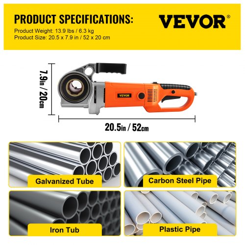 VEVOR Tragbare Gewindeschneidmaschine, Elektrischer Rohreinfädler für Rohre mit Tragetasche, 6 Matrizen 1/2", 3/4", 1", 1-1/4", 1-1/2",2", 2300 W 220 V Elektro-Gewindeschneidmaschine(EU PLUG 220V)