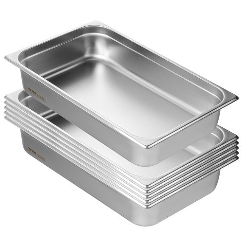 VEVOR 6er-Pack Hotelpfannen Gastronormbehälter Edelstahl 530x326x107mm 13,9L