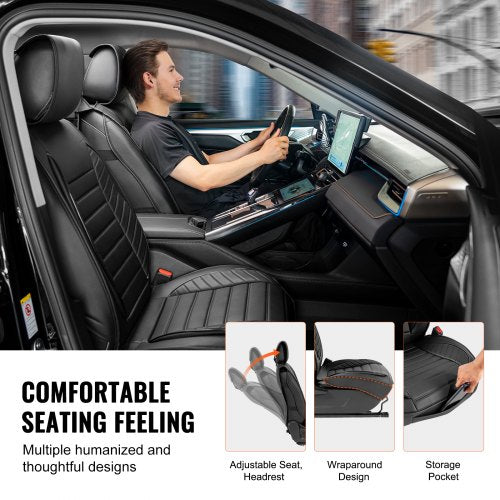VEVOR-Sitzbezüge, universelle Autositzbezüge, komplettes Sitzset, Vorder- und Rücksitz, 9-teiliger Kunstleder-Sitzbezug, halbgeschlossenes Design, abnehmbare Kopfstütze und Airbag-kompatibel