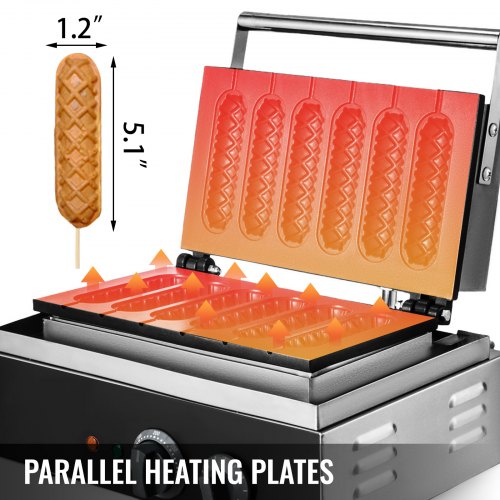 VEVOR Waffelmaschine 1500 W Waffeleisen Backblech Waffelautomat 130 x 30 mm Jede Waffelgröße Waffle Maker 50-300 °C 0-5 Minuten Waffeleisen