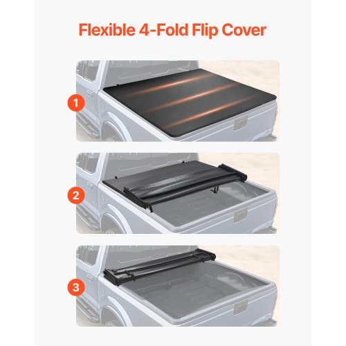VEVOR Vierfach gefaltete Ladeflächenabdeckung 2002-2024 Dodge Ram 1500 PVC