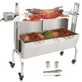 VEVOR Spanferkelgrill Lammgrill 117 cm, 60 kg Edelstahl Drehspieß 4-stufig Höhenverstellbar, 50 W 2 in 1 BBQ-Rotisserie-Grill inkl. Gewürzdose &amp; Reinigungsbürste &amp; Griff Elektrogrill mit Umlenkblech