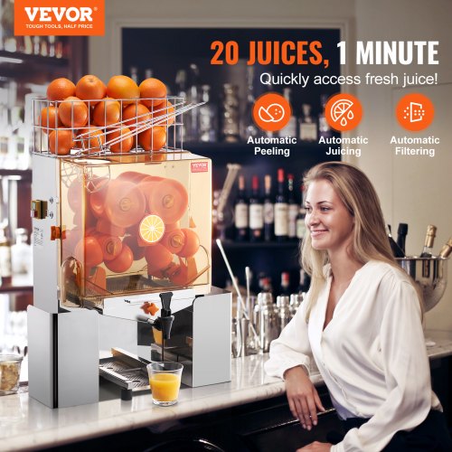 VEVOR Kommerzielle Orangensaftpresse, 120 W, Saftpresse, Extraktor, Wasserhahn