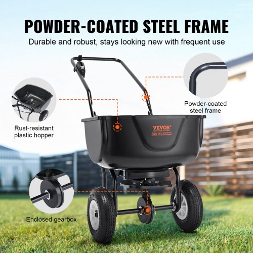 VEVOR 60LB Broadcast Spreader Walk-Behind Rasenstreuer Dünger Gartensämaschine