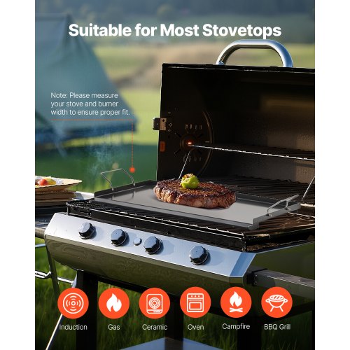 VEVOR Flache Grillplatte Grillpfanne Karbonstahl BBQ Kochgeschirr 606x360mm