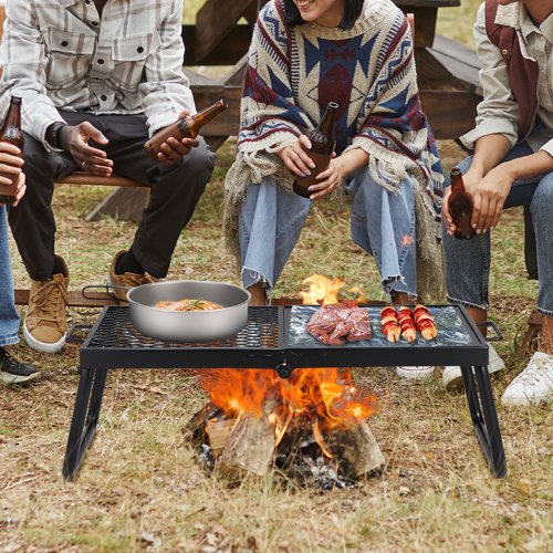 VEVOR BBQ Gills Holzkohlegrill Klappgrill Tischgrill 570 x 285 x 230 mm, 6 kg Belastbar Tragbarer Reisegrill Outdoor Campinggrill 300 ℃, Grillgitter + Grillplatte für Gartenpartys, Picknick, Terasse