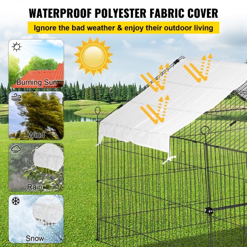 VEVOR Hühnerstall 220 x 106 x 104 cm Freilaufgehege aus pulverbeschichtetem Eisen Freigehege mit 4 Türen Voliere Kleintierstall Tiergehe Geeignet für
