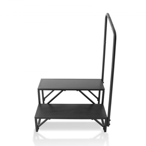 VEVOR Wohnmobil-Stufen, 2-stufige Wohnmobil-Treppe, 200 kg Tragkraft, Verdickter Kohlenstoffstahl, mit Handlauf, rutschfeste Stufen für sicheres Ein- und Aussteigen, geeignet für Wohnmobil, Anhänger