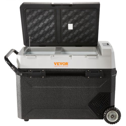 VEVOR Camping Kühlschrank 53 L Kühlboxen Rollbare Elektrische Gefrierbox 2 in 1 Doppelzone Auto Kühlschrank Kompressor zum Warmhalten und