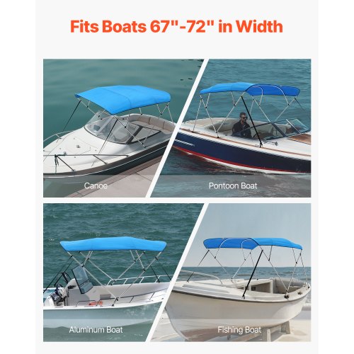 VEVOR Bimini Top Bootsverdeck Bootdach Sonnenverdeck Blau 4 Bögen 170-183cm