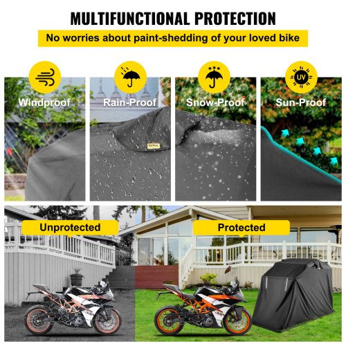 VEVOR Motorradabdeckung 600D Motorradgarage Oxford Rollabdeckung wasserdicht