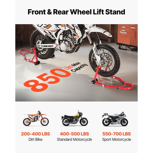 VEVOR Motorrad-Ständer vorne und hinten Spoolift Paddock-Schwinge Arm Rot 385kg