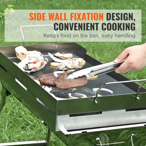 VEVOR Grillplatte 430 Edelstahl 58,7 x 39,5 x 9,9 cm - Universal Grillplatte 2 mm Dicke Verwendbar, Outdoor BBQ Party Grillplatte mit Griff Gasgrill für Gasgrill, Kohlegrill &amp; Elektrogrill Zubehör