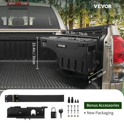 VEVOR LKW-Ladefläche Aufbewahrungsbox, abschließbarer Deckel, wasserdichte ABS-Radkasten Werkzeugkasten mit Passwort-Vorhängeschloss, kompatibel mit Tundra 2007-2021, Beifahrerseite, Schwarz