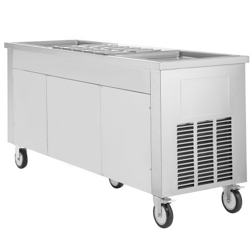 VEVOR Rollbare Maschine für Frittierte Eisrollen, 2 Stk. 45 x 45 cm Quadratische Pfannen zum Frittieren von Eis, Kommerzielle Eismaschine mit Kompressor und 4 Schabern, für Eiscreme, Frozen Yogurt
